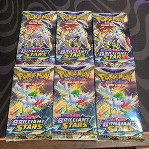 x6 Pokémon TCG - Booster Packs - 10 Cards - Brilliant Stars - Sword and Shield